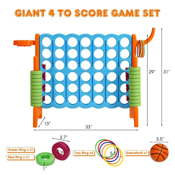 Jättipelin setti, 2,5 jalkaa 4-to-Score, 33x13x30 tuumaa, vihreä/sininen