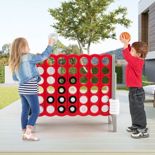 Spelset, Gigantisk Fyra i Rad, 84x33x79 cm, Grå/Vit