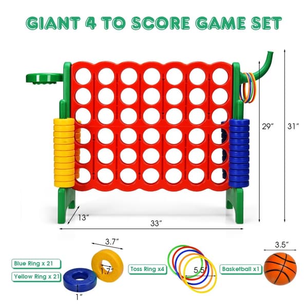 Jättipelin setti, 2,5 jalkaa 4-to-Score, 33x13x30 tuumaa, vihreä/sininen