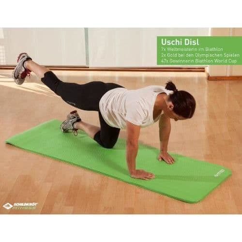 Schildkrà¶t Fitness fitnessmatta - Limegrön - Med hantlar, neoprenvikter och handmuskler
