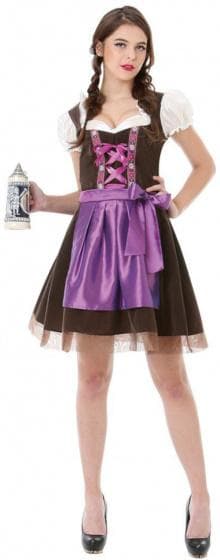 dirndl Claudia damer polyester brun/lila storlek M