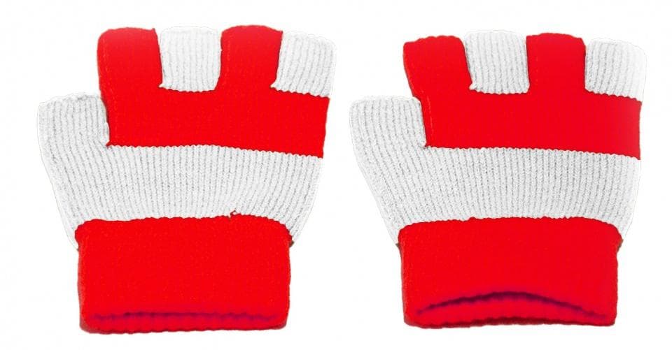 gloves fingerless unisex red/blue one size