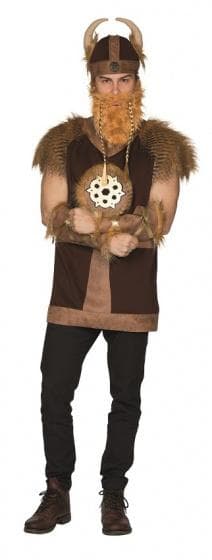 kostym Viking herr polyester brun storlek 48/50