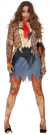 kostym Zombie damer polyester brun/blå storlek L