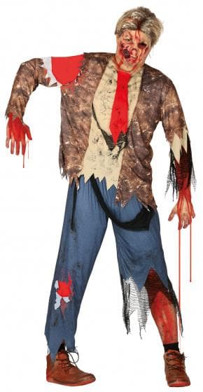 kostym Zombie herrar polyester brun/blå mt L