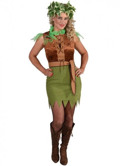 klänning Bosfee damer polyester grön/brun storlek XS