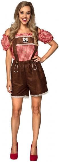 lederhosen Bettina damer polyester brun/rosa storlek 40/42