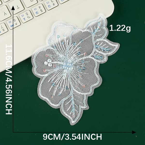 INF 12-delt blondeblomstapplikasjonsbroderte lapper for DIY-håndverk