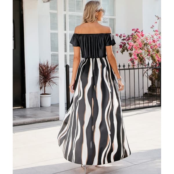 INF Maxi-kjole med zebraprint - Sort