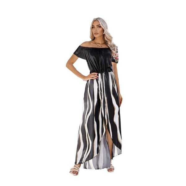 INF Maxi-kjole med zebraprint - Sort