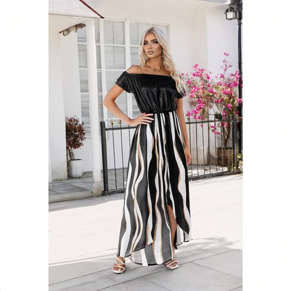 INF Maxi-kjole med zebraprint - Sort