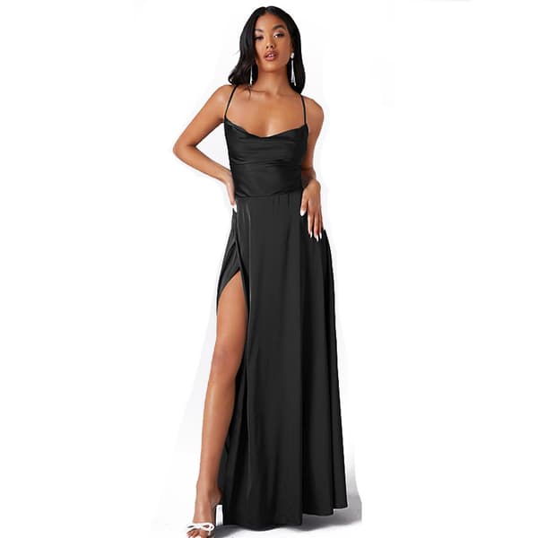 INF Elegant Sort Maxi-Kjole med Åben Ryg