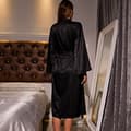 Miniatyrbillede 8 af 10: INF Elegant Sort Jacquard Langærmet Morgenkåbe