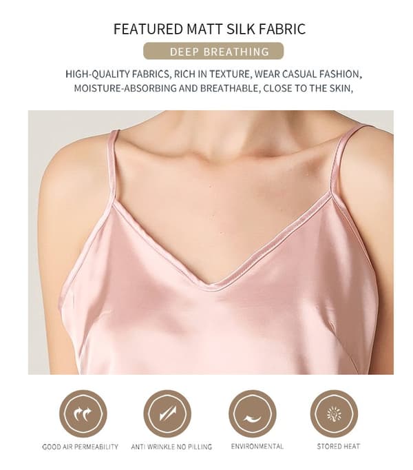 INF Silkeslen V-ringad Cami-pyjamas i rosa