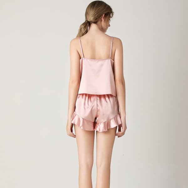INF Silkeslen V-ringad Cami-pyjamas i rosa