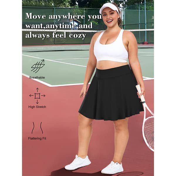 INF Korkevyötäröinen tennishame taskuilla - Musta