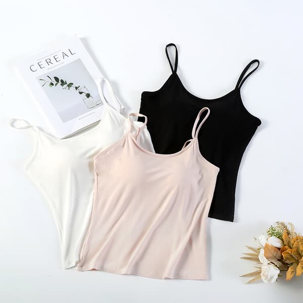 INF Dame Silke Camisole, Justerbar Strop V-hals Camisole med Indbygget BH