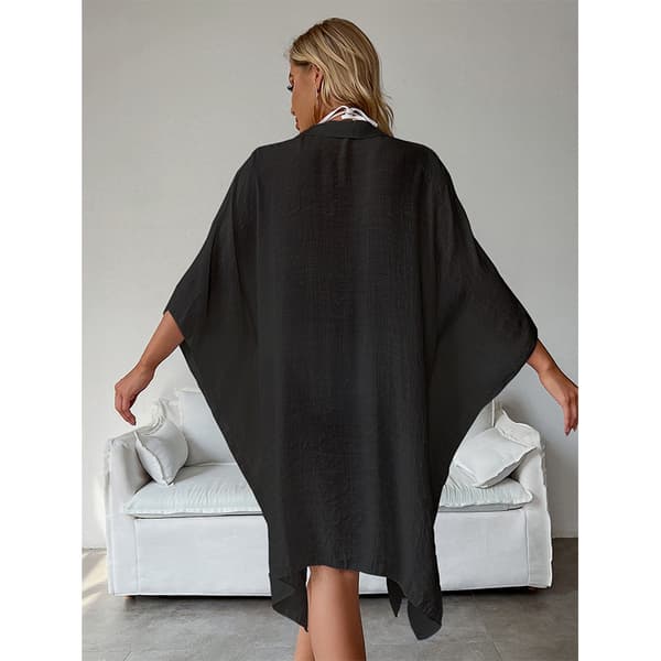 INF Stilfuld Cardigan Cover-Up i Bomuldsblanding Sort