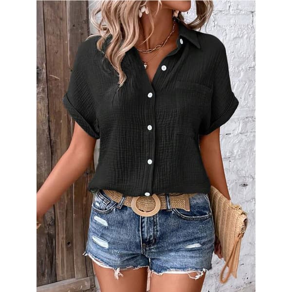 INF Button-Down Skjorte - Behageligt Bomuldsstof Sort XL