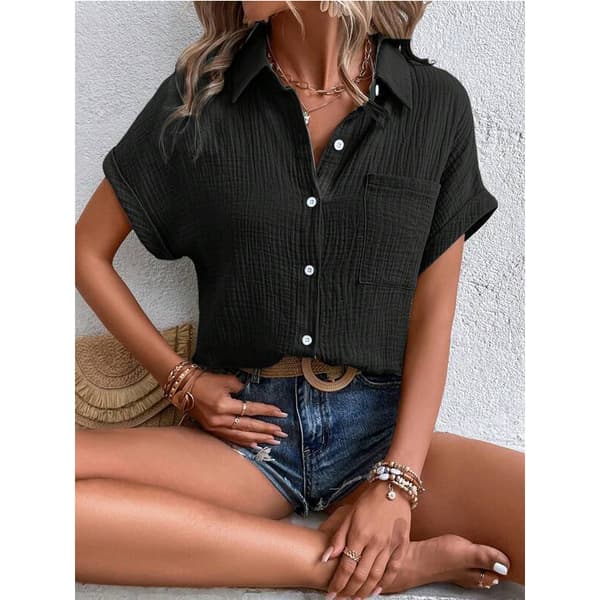INF Button-Down Skjorte - Behageligt Bomuldsstof Sort XL