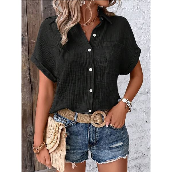 INF Button-Down Skjorte - Behageligt Bomuldsstof Sort XL
