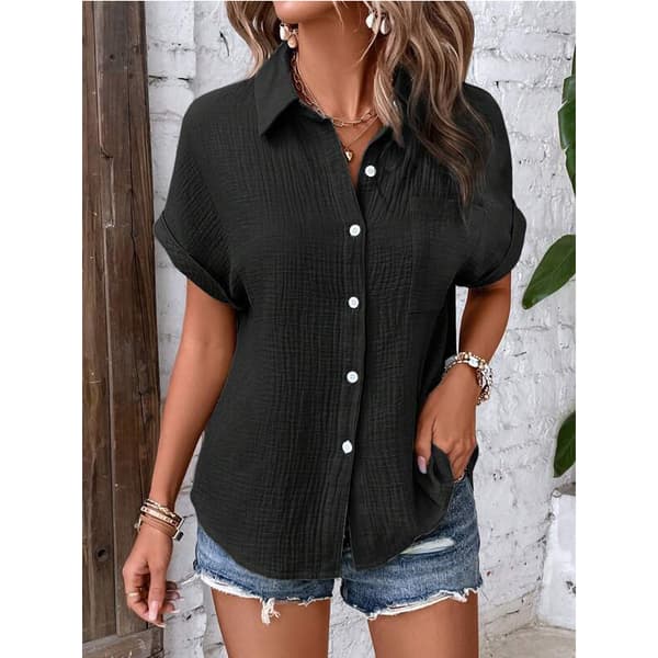 INF Button-Down Skjorte - Behageligt Bomuldsstof Sort XL