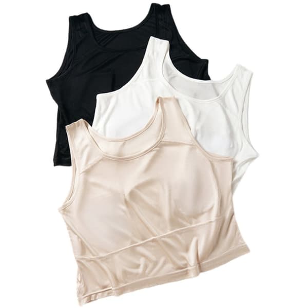 INF Elegant Dame Silke Tanktop - Rund Hals Ærmeløs Design Sort L