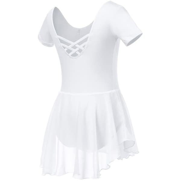 Soudittur Flickor Ballett Tutu Klassisk Danser Bodysuit i Bomull Ballett Danskostym med Chiffonkjol