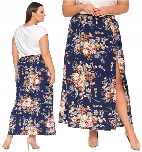 DAME MAXI NEDERDEL med slids i blomsterprint Lang Moderigtig Luftig MORAJ L