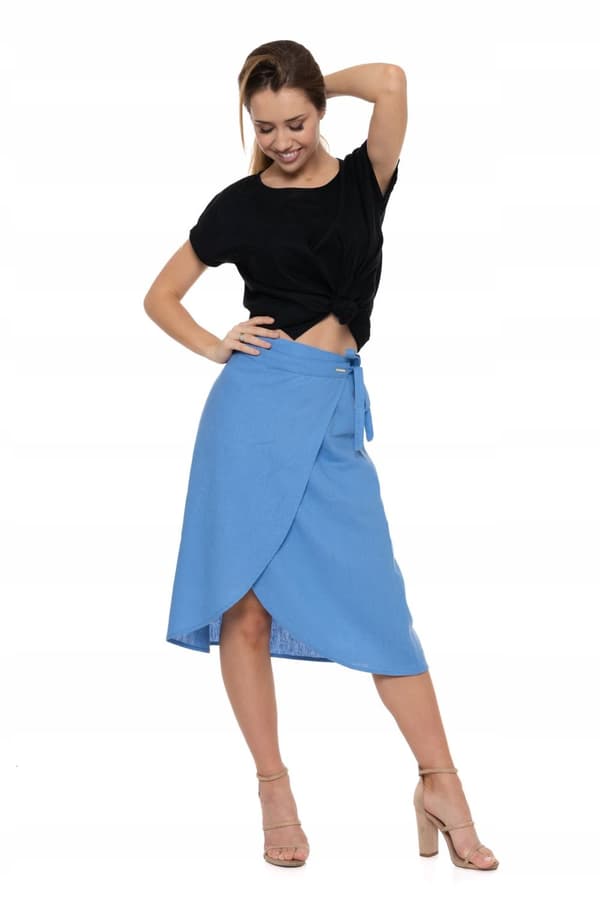 DAMKJOL Trapetsformad med knytning i midjan Linne med slits MORAJ 2XL/3XL