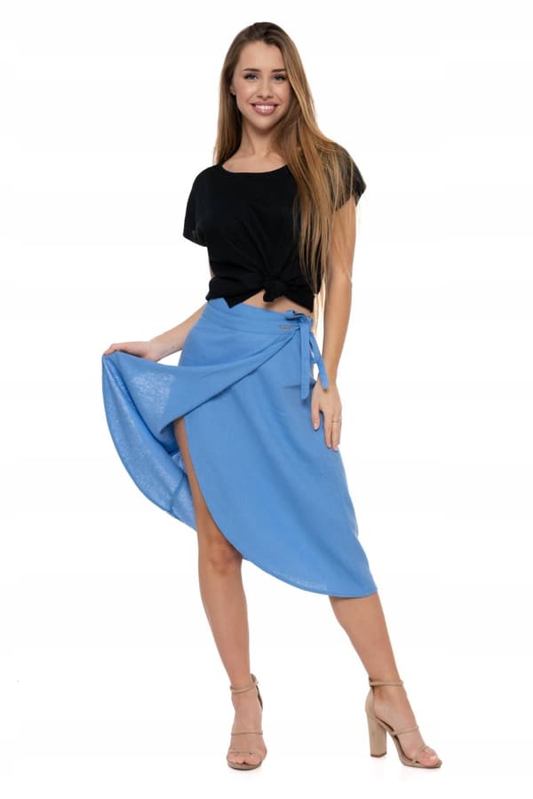 DAMKJOL Trapetsformad med knytning i midjan Linne med slits MORAJ 2XL/3XL