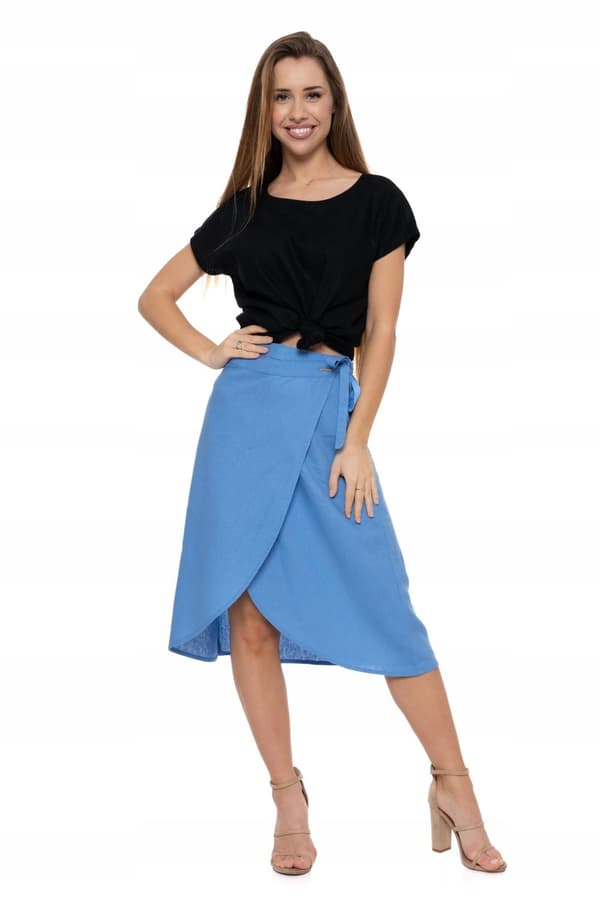 DAMKJOL Trapetsformad med knytning i midjan Linne med slits MORAJ 2XL/3XL