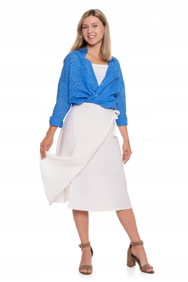 DAMKJOL Trapetsformad med knytning i midjan Linne med slits MORAJ 2XL/3XL