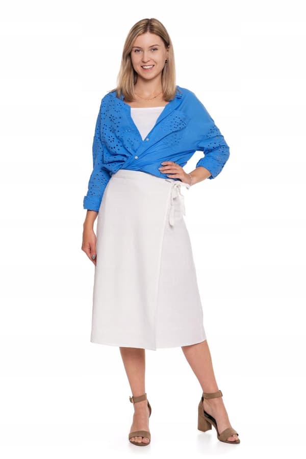 DAMKJOL Trapetsformad med knytning i midjan Linne med slits MORAJ 2XL/3XL