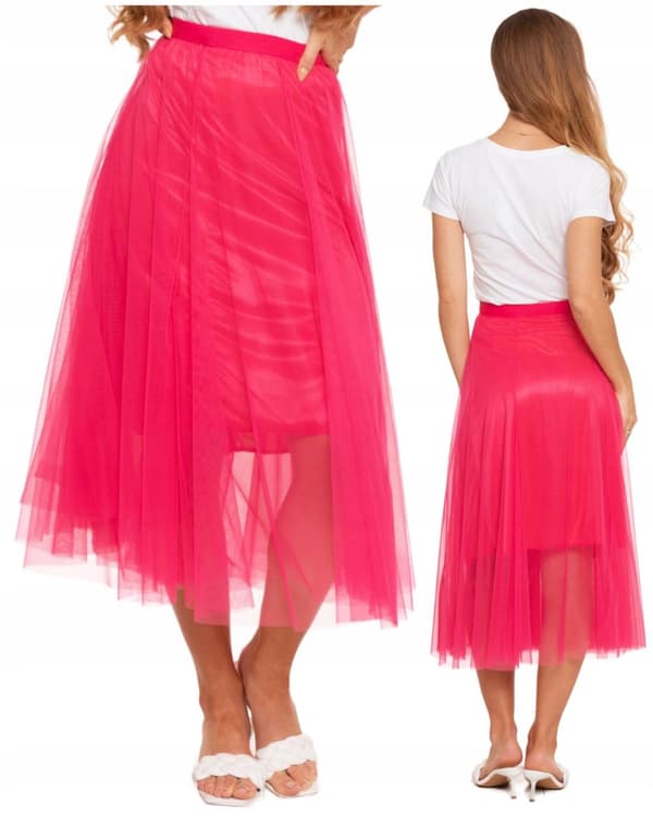 Dam Tyllkjol Elegant MIDI Modern Luftig Rosa TYLL MORAJ S/M