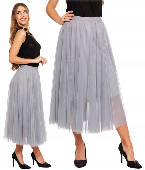 Elegant tyllkjol Dam MIDI Modern Lätt Luftig Tyll MORAJ S/M