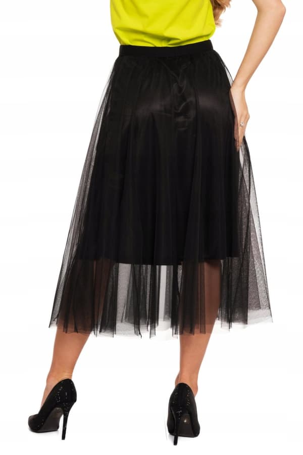 Tidlös tyllkjol för kvinnor Elegant svart Luftig MORAJ L/XL