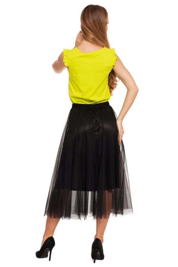 Tidlös tyllkjol för kvinnor Elegant svart Luftig MORAJ L/XL