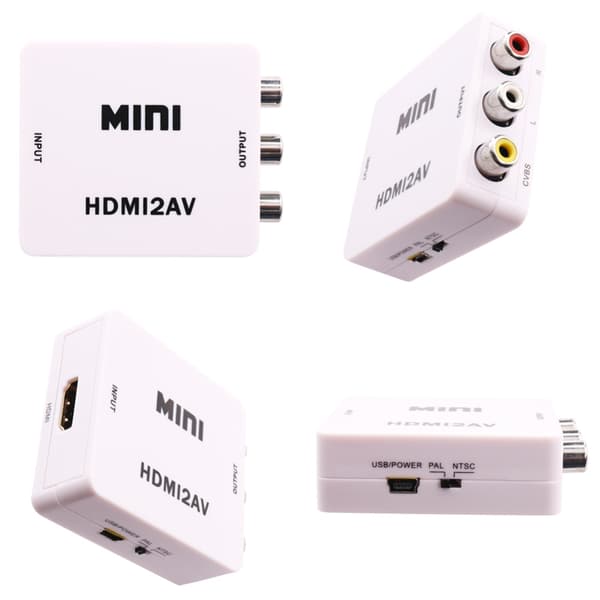 HDMI AV-sovitin - (3x RCA) NTSC / PAL yhteensopiva - Valkoinen