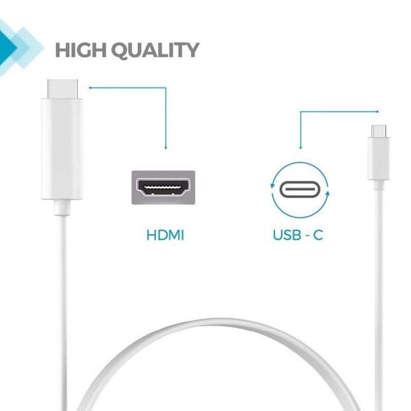 USB-C (3.1) til HDMI (2.0) adapter, 1.8m - Hvid
