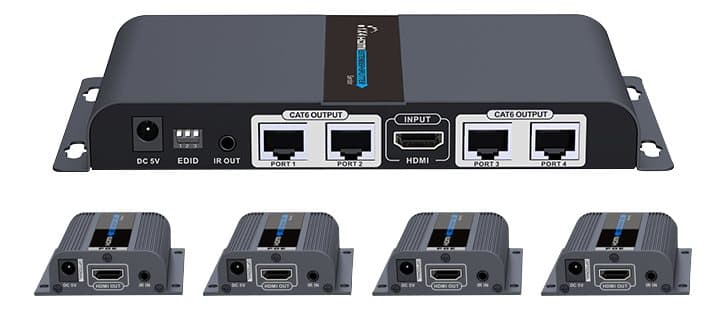 1X4 HDMI Extender Splitter over CAT6/6a/7 40m with IR pass-back