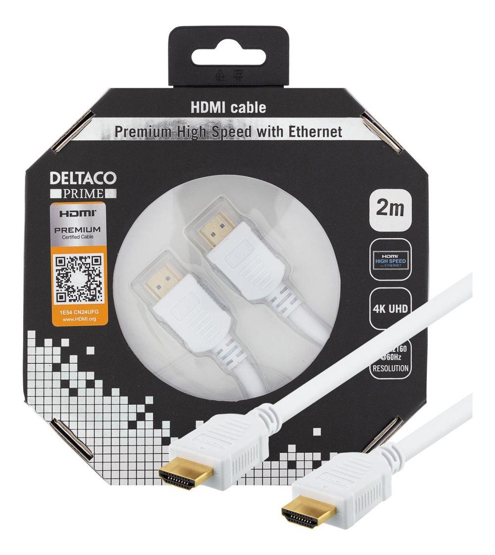 DELTACO PRIME HDMI kabel, Premium High Speed HDMI with Ethernet, 4K, U