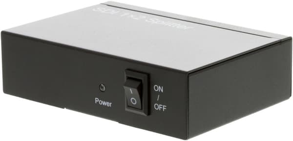 SDI-splitter en til to, 3G/HD-SDI, 1080p, 12 bit, BNC, metall, svart