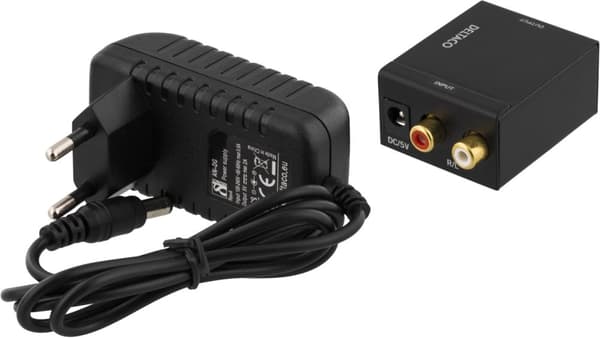 DELTACO ljudomvandlare från analog till digital, 2xRCA, S/PDIF, svart (AN-DG)