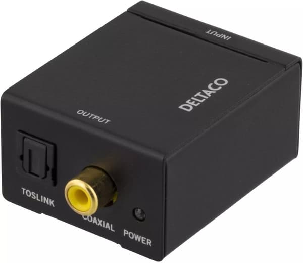 DELTACO ljudomvandlare från analog till digital, 2xRCA, S/PDIF, svart (AN-DG)
