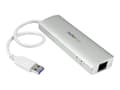 Miniatyrbild 2 av 5: StarTech.com USB 3.0-hub med 3 portar och Gigabit Ethernet - upp till 5 Gbps - Bärbar USB-portförlängare med inbyggd kabel (ST3300G3UA) - Hub - 3 x S