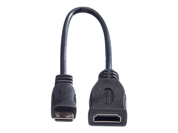 Roline - HDMI-kabel med Ethernet - 19 pin mini HDMI Type C hann til HDMI hunn - 15 cm - skjermet - svart