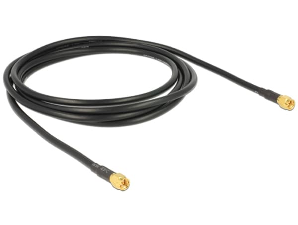 Delock - Antennekabel - SMA (hann) til SMA (hann) - 2 m - LMR-195 - svart