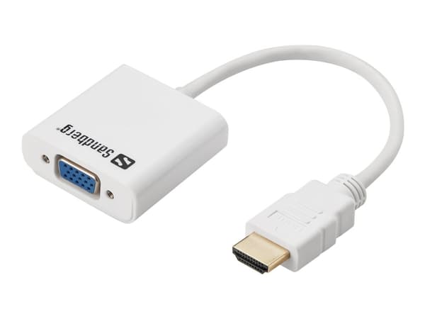 Sandberg HDMI to VGA Converter VGA (D-Sub) HDMI Type A (Standard) Hvit