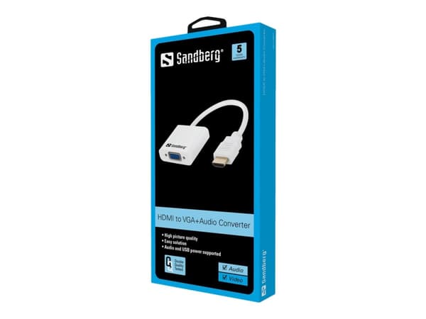 Sandberg HDMI til VGA+Audio Converter - Videotransformator - HDMI - VGA